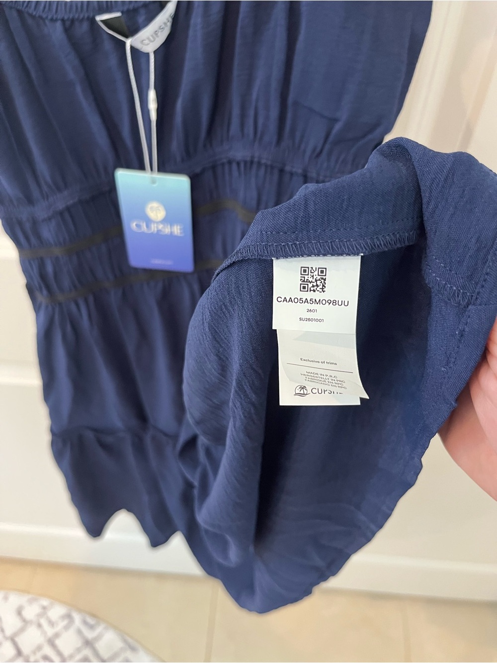 Cupshe women’s small NWT casual navy blue sleeveless dress with tie neckline - Picture 5 of 9